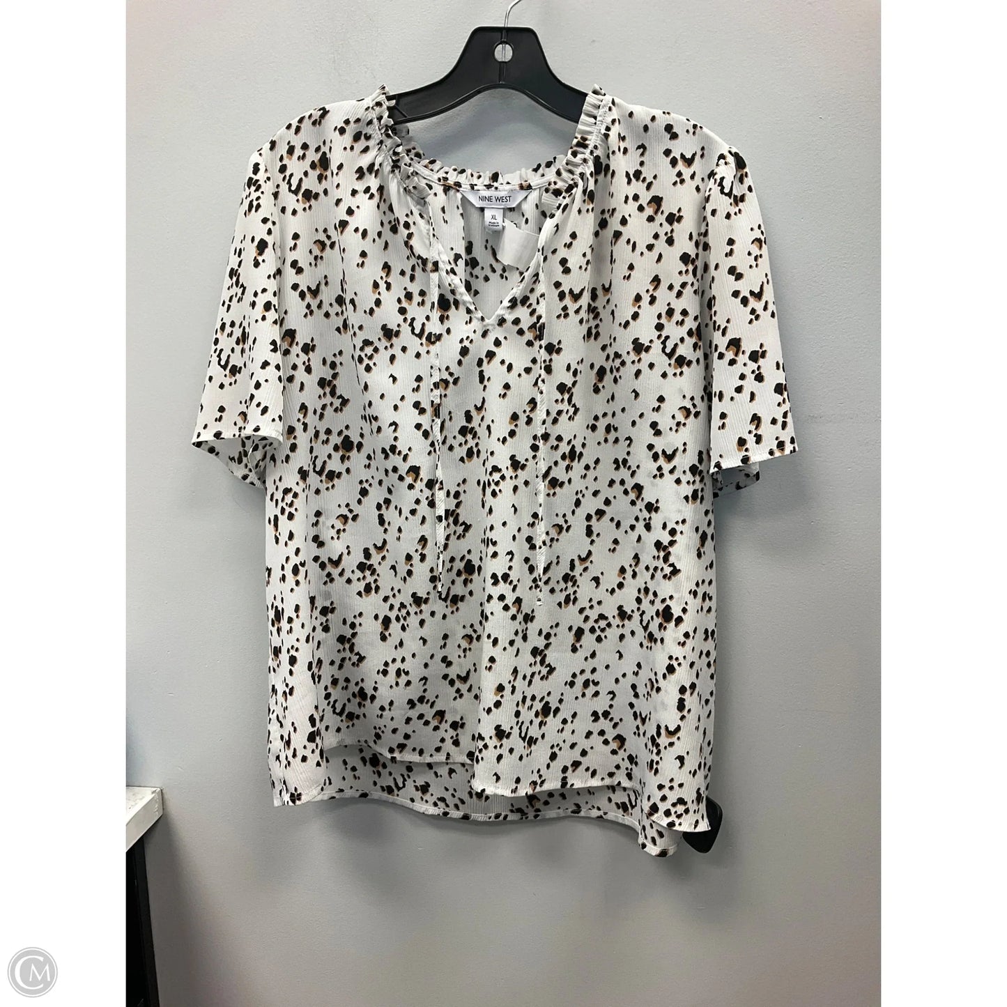 Top Short Sleeve By Nine West In Animal Print, Size: Xl