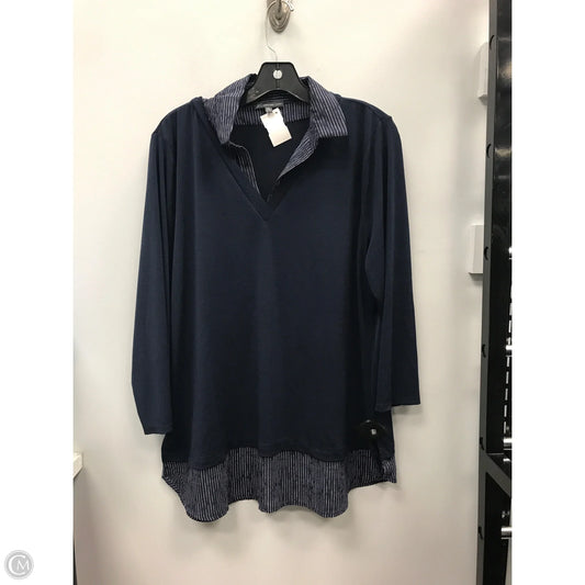 Top Long Sleeve By Adrianna Papell In Blue, Size: Xl