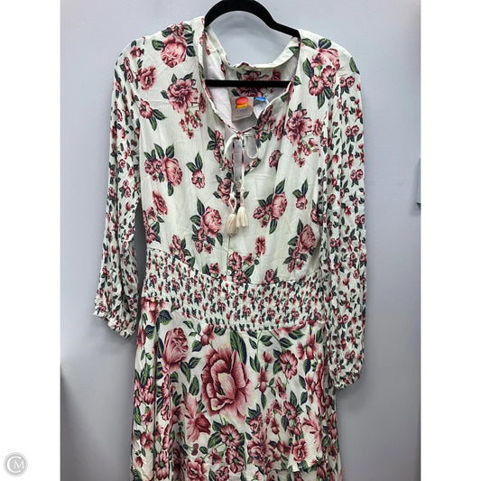 Dress Casual Midi By Farm Rio In Floral Print, Size: Xl