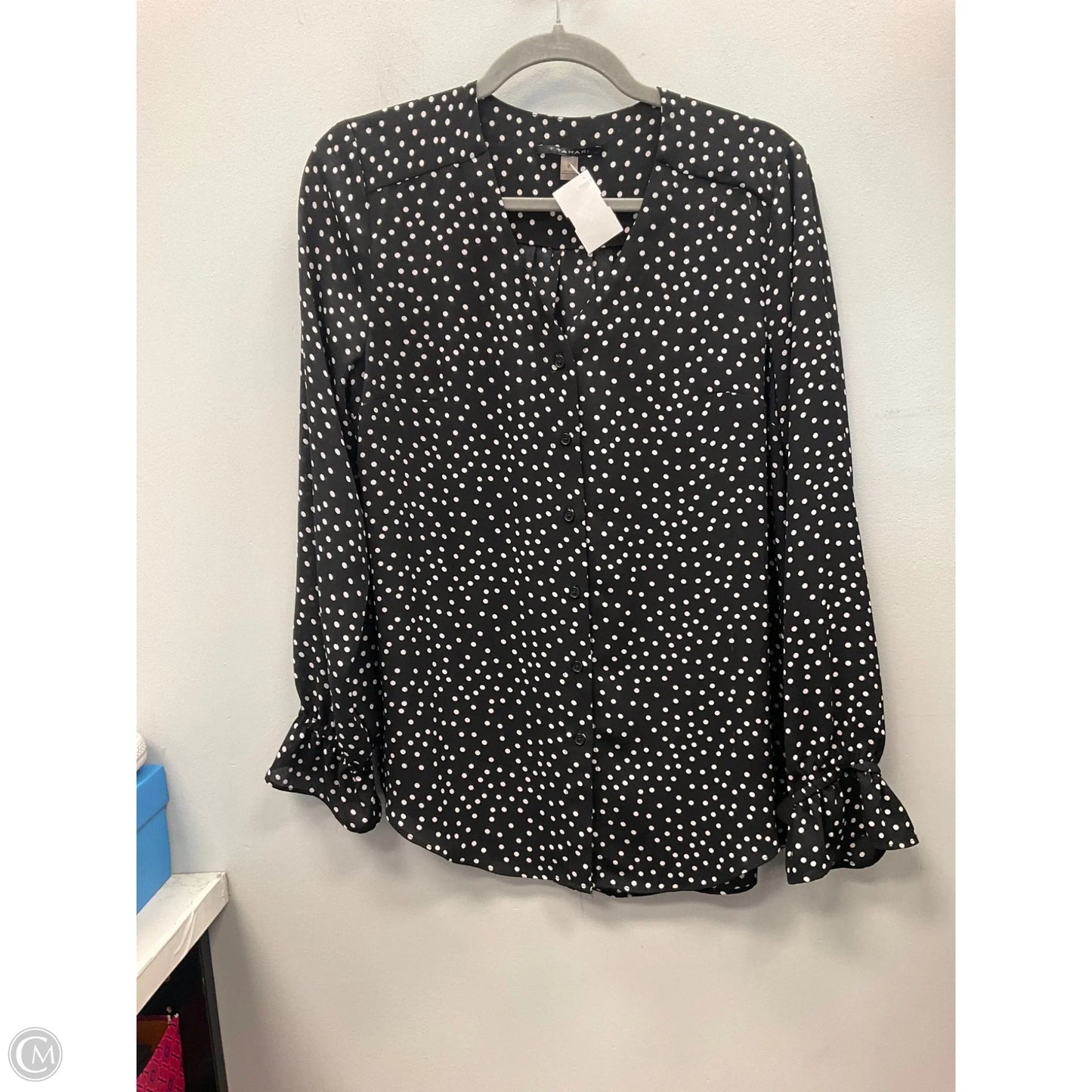 Top Long Sleeve By T Tahari In Polkadot Pattern, Size: S