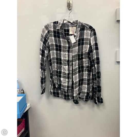 Top Long Sleeve By So In Plaid Pattern, Size: M