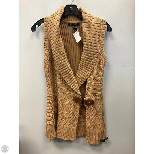Vest Sweater By Lauren By Ralph Lauren In Tan, Size: M