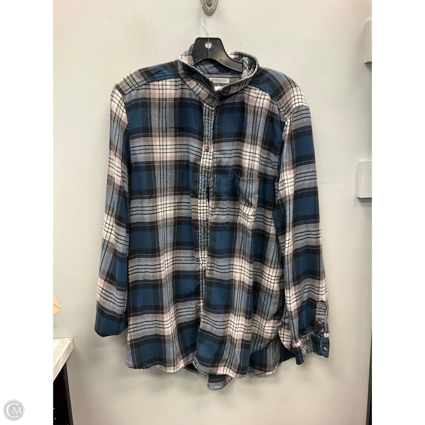 Top Long Sleeve By American Eagle In Plaid Pattern, Size: Xl