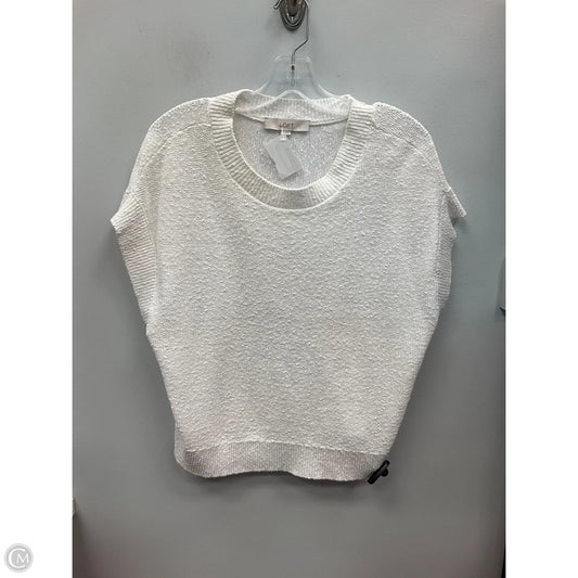 Sweater Short Sleeve By Loft In White, Size: M