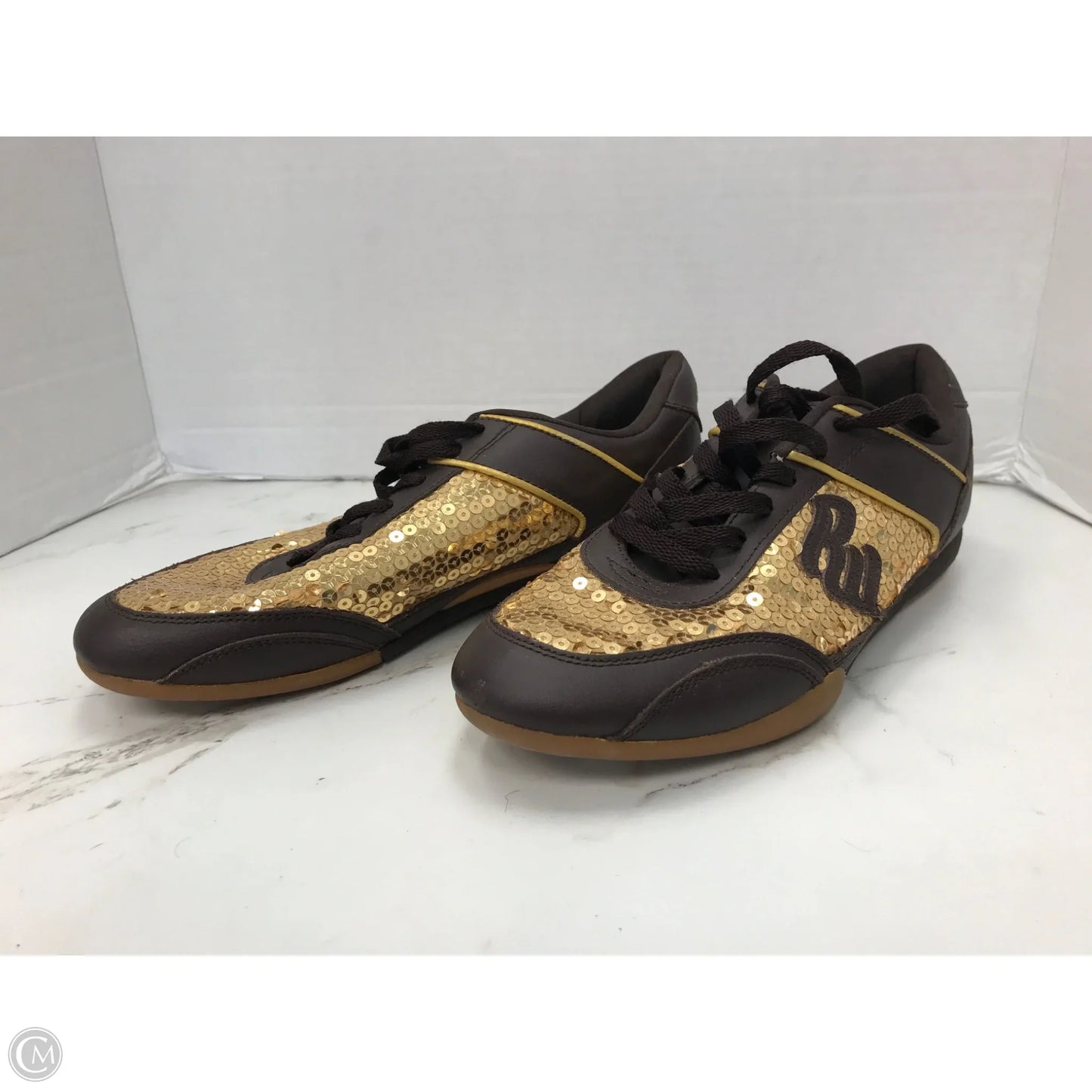Shoes Sneakers By Clothes Mentor In Brown & Gold, Size: 8