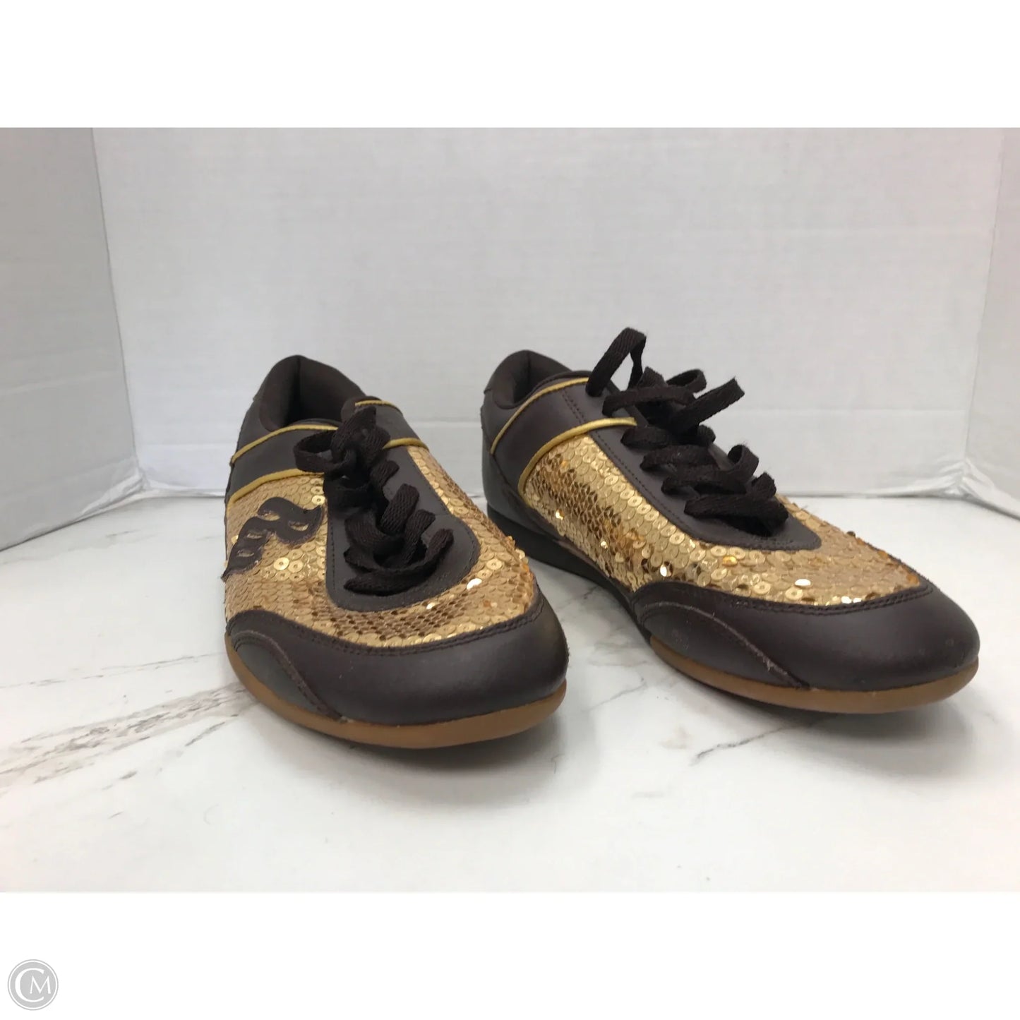 Shoes Sneakers By Clothes Mentor In Brown & Gold, Size: 8