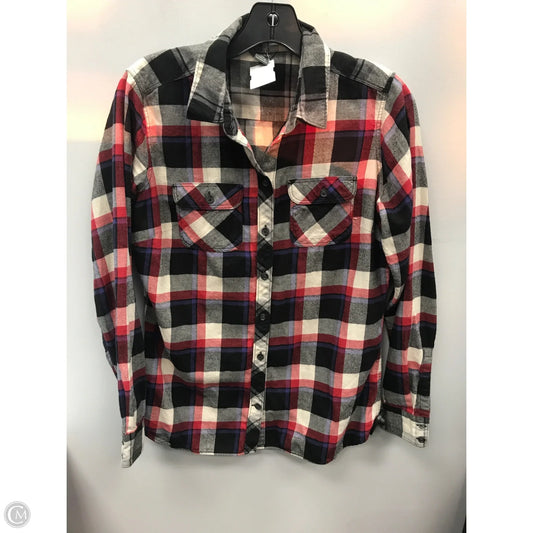 Top Long Sleeve By Eddie Bauer In Checkered Pattern, Size: M