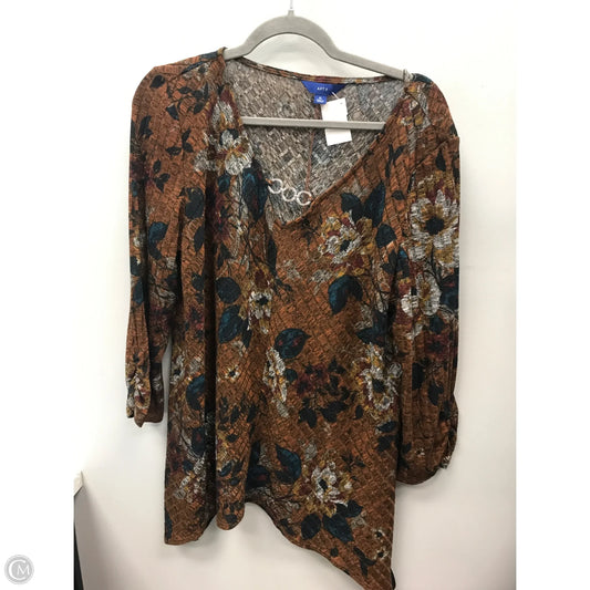 Top Long Sleeve By Apt 9 In Blue & Brown, Size: Xl
