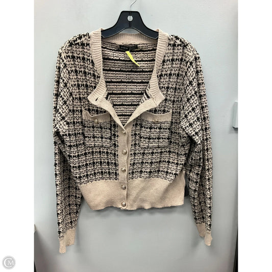 Sweater Cardigan By Shein In Black & Tan, Size: Xl