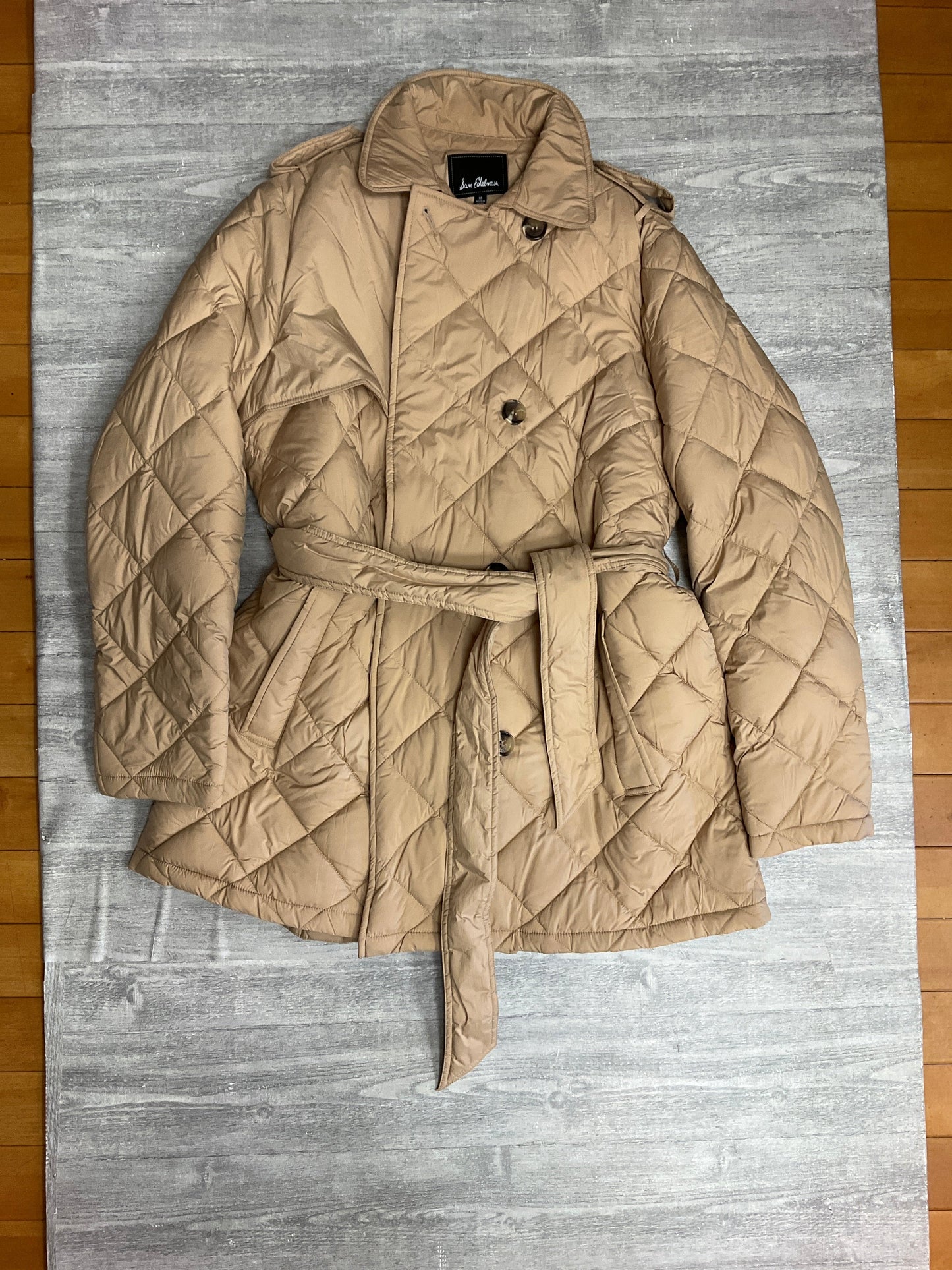 Jacket Puffer & Quilted By Sam Edelman In Beige, Size: Xl