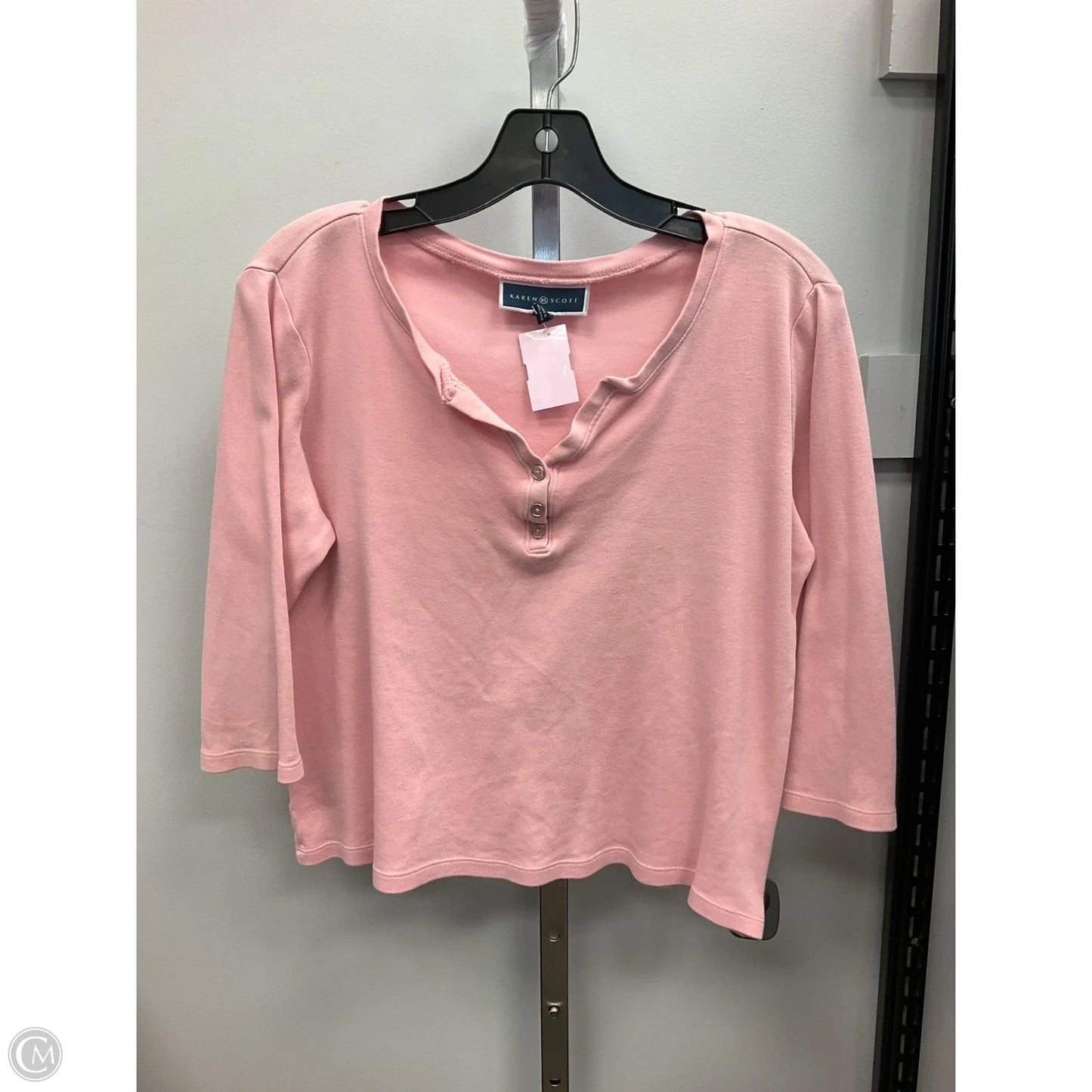 Top 3/4 Sleeve By Karen Scott In Pink, Size: Mp