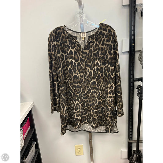 Top Long Sleeve By Anne Klein In Animal Print, Size: Xl