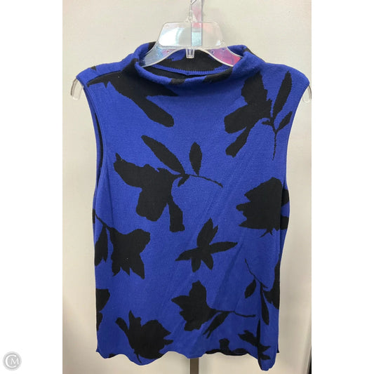 Vest Sweater By Chicos In Black & Blue, Size: L