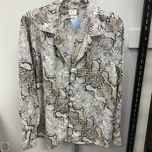 Top Long Sleeve By Worthington In Grey, Size: Xl