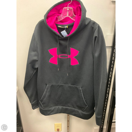 Athletic Sweatshirt Hoodie By Under Armour In Black & Pink, Size: M