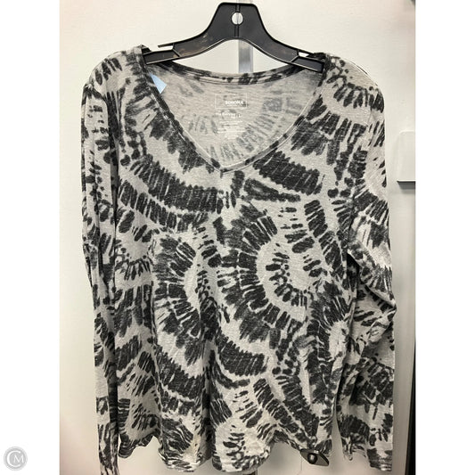 Top Long Sleeve Basic By Sonoma In Black & Grey, Size: L