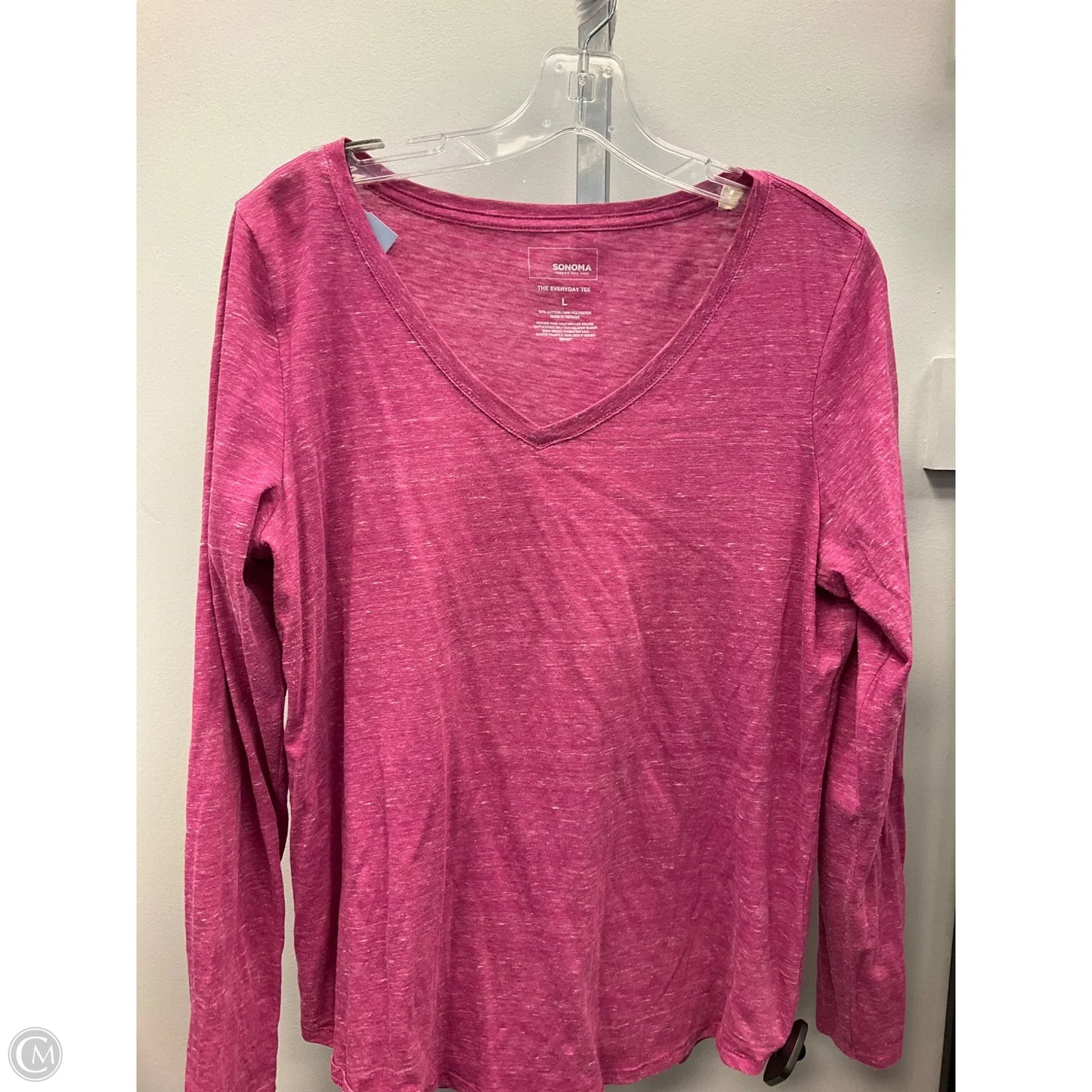 Top Long Sleeve Basic By Sonoma In Pink, Size: L