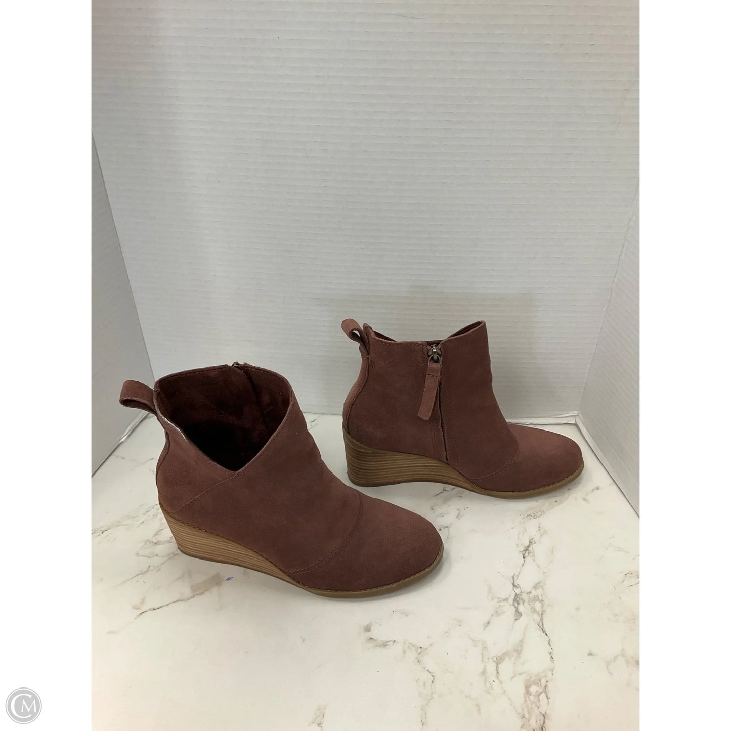 Boots Ankle Heels By Toms In Maroon, Size: 7.5
