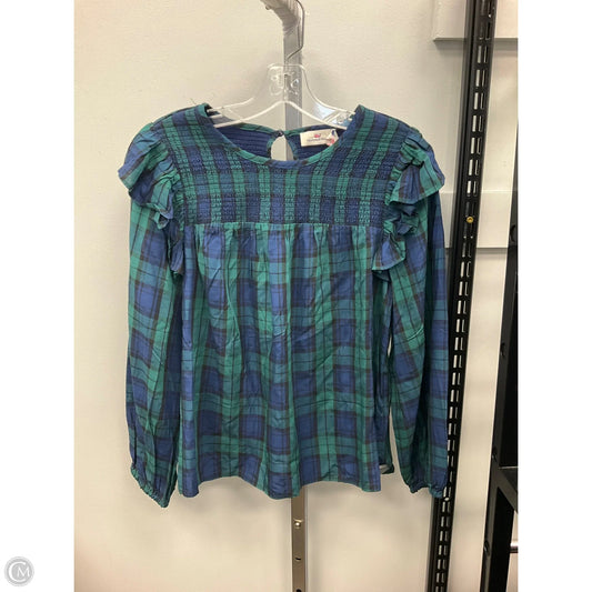 Top Long Sleeve By Vineyard Vines In Plaid Pattern, Size: S