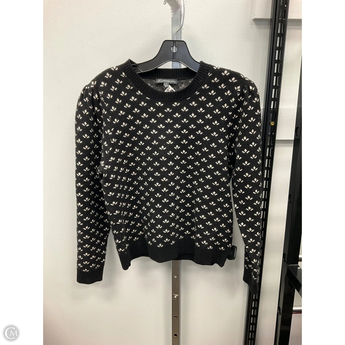 Sweater By Adrianna Papell In Black & Cream, Size: S