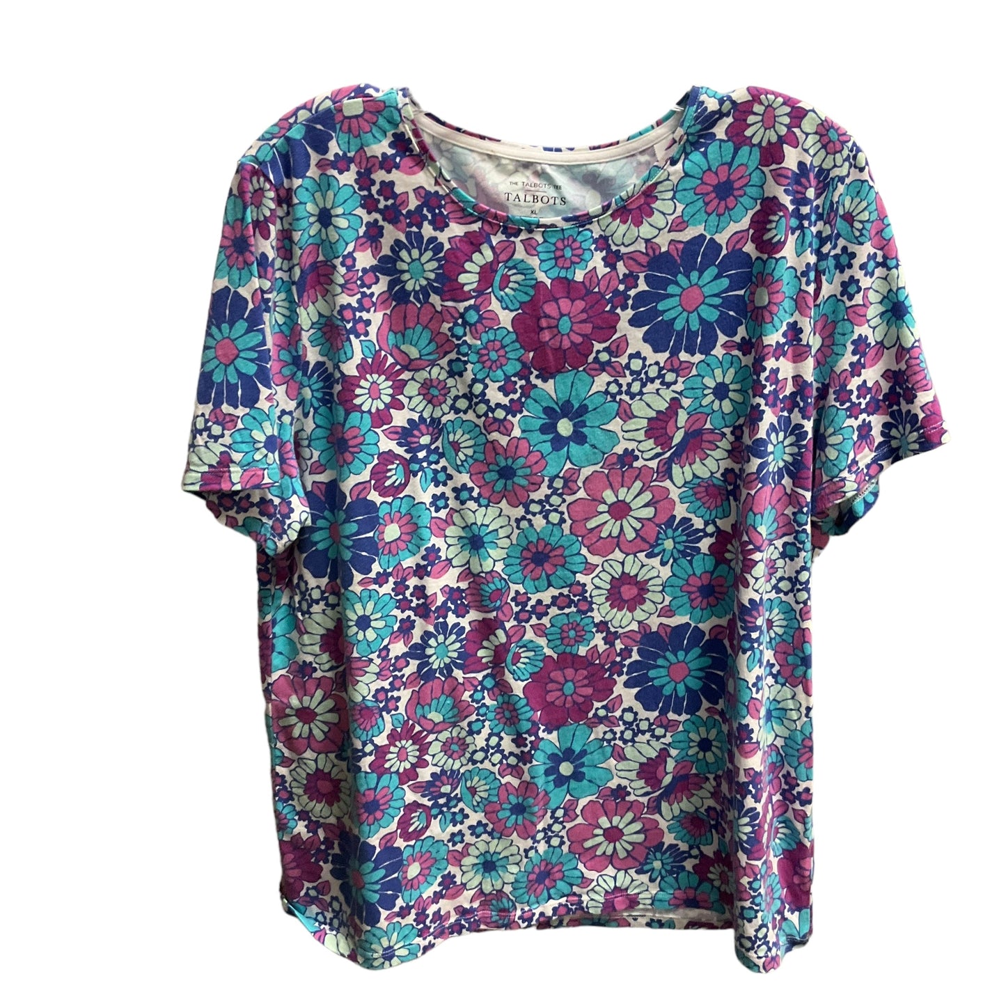 Floral Print Top Short Sleeve Talbots, Size Xl