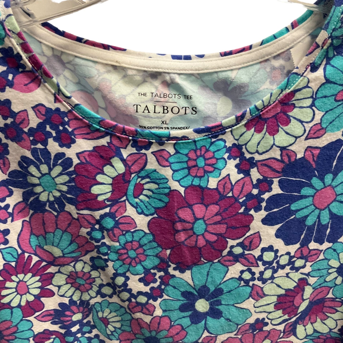Floral Print Top Short Sleeve Talbots, Size Xl