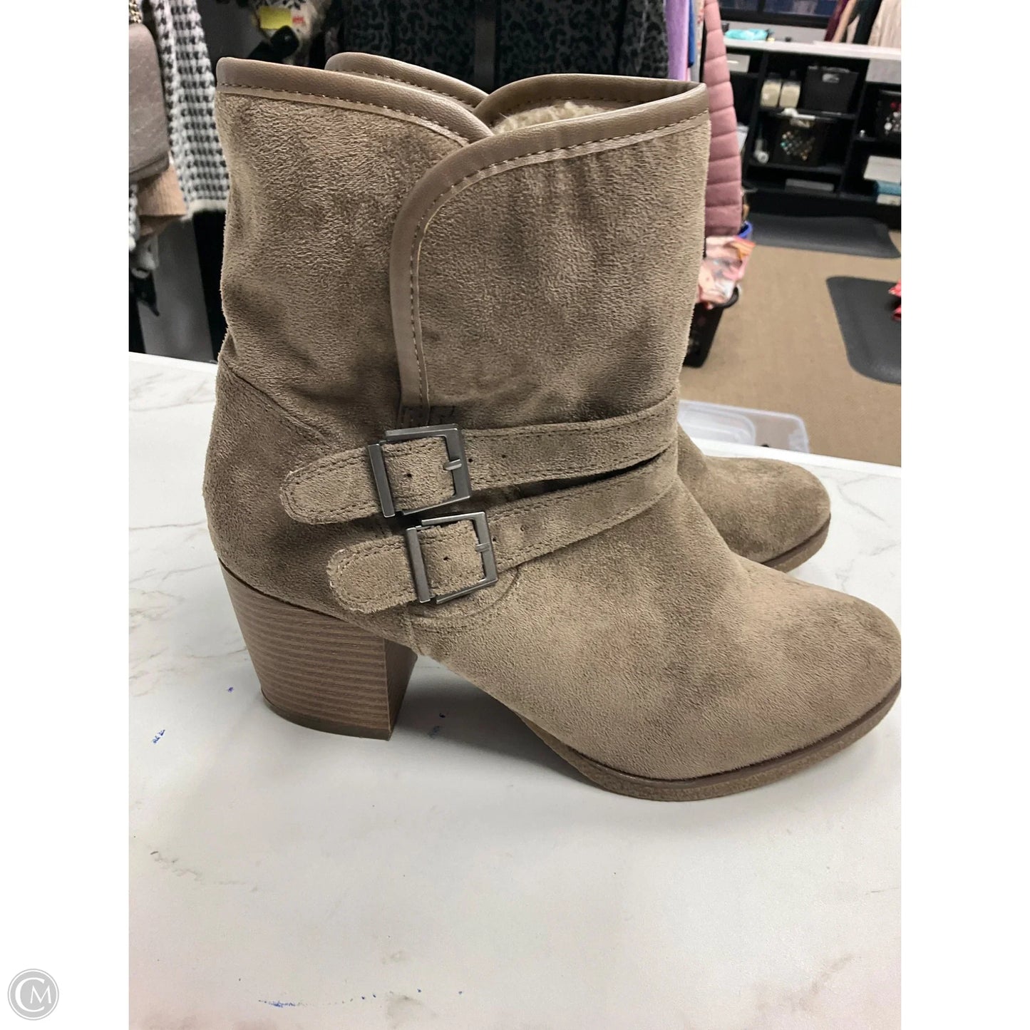 Boots Ankle Heels By Style And Company In Brown, Size: 9.5