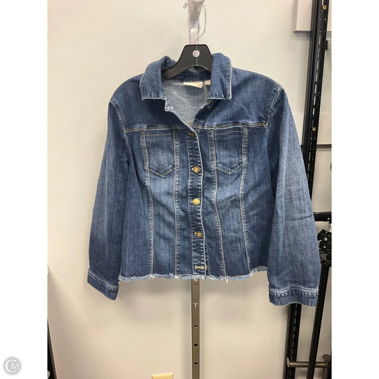 Jacket Denim By Chicos In Blue Denim, Size: Lp