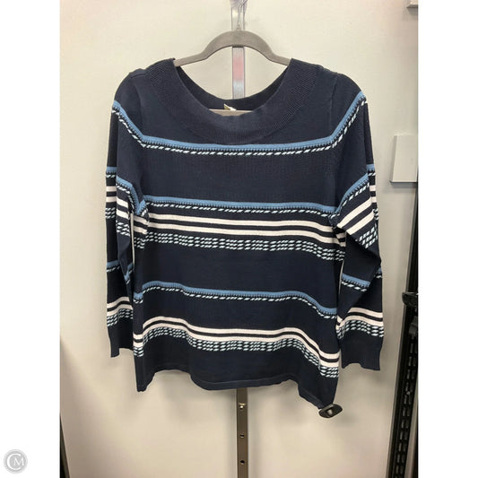 Top Long Sleeve By Christopher And Banks In Blue & White, Size: Lp