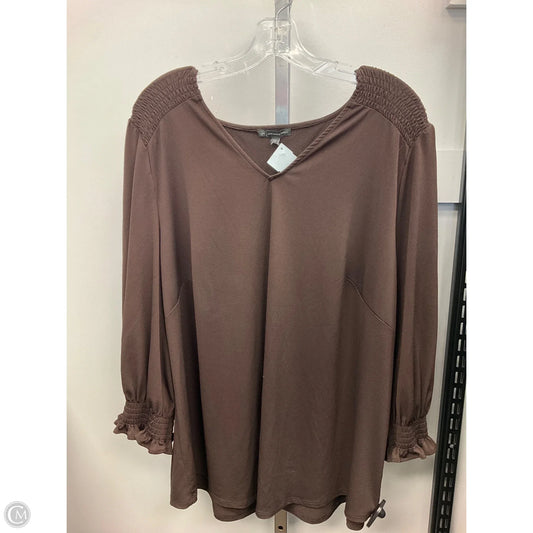 Top 3/4 Sleeve By Adrianna Papell In Brown, Size: 3x