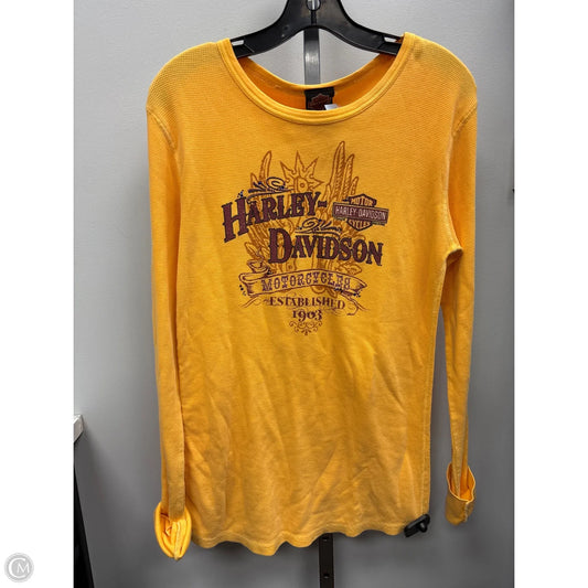 Top Long Sleeve By Harley Davidson In Yellow, Size: M