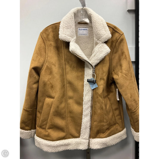 Coat Faux Fur & Sherpa By Old Navy In Cream & Tan, Size: S