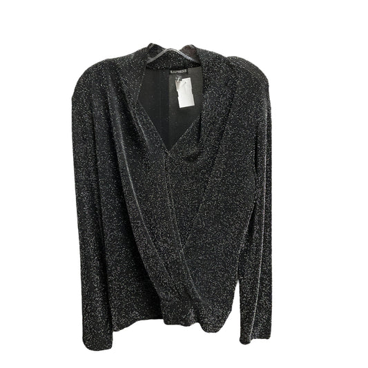 Top Long Sleeve By Express In Black & Silver, Size: L