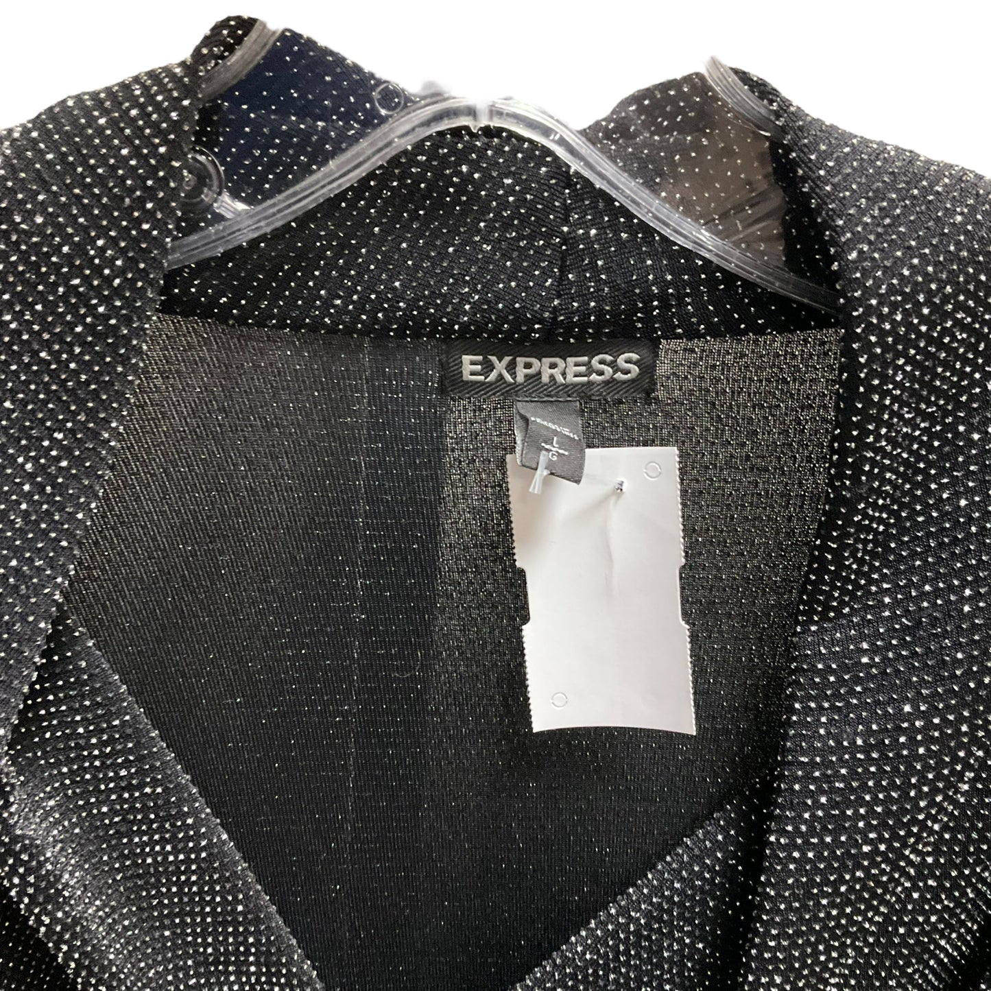 Top Long Sleeve By Express In Black & Silver, Size: L