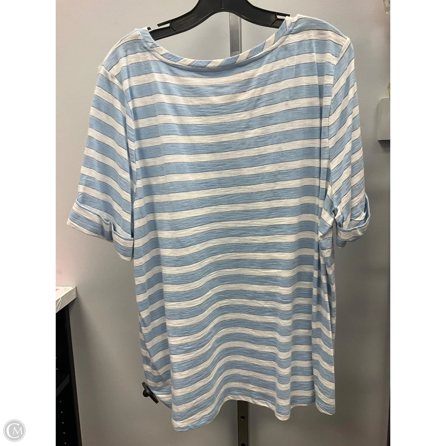 Top Short Sleeve By Talbots In Striped Pattern, Size: 2x