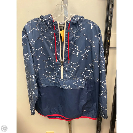 Jacket Windbreaker By Eddie Bauer In Blue & White, Size: Xl