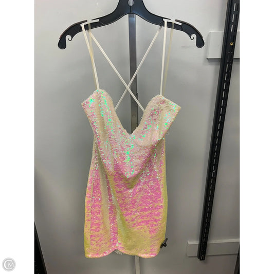 Dress Party Short By Charlotte Russe In Cream & Pink, Size: M