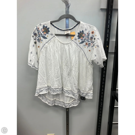 Top Short Sleeve By Knox Rose In Blue & White, Size: M