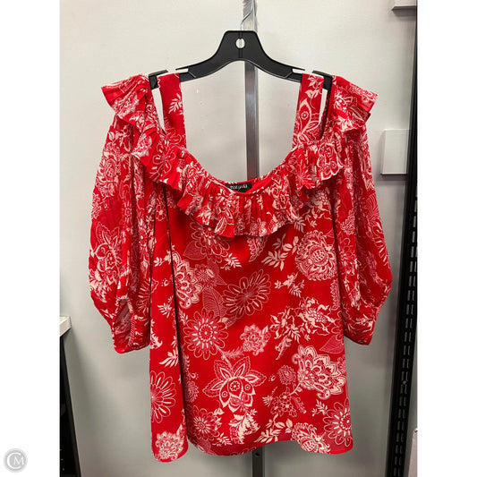 Top Short Sleeve By Roz And Ali In Red, Size: 2x