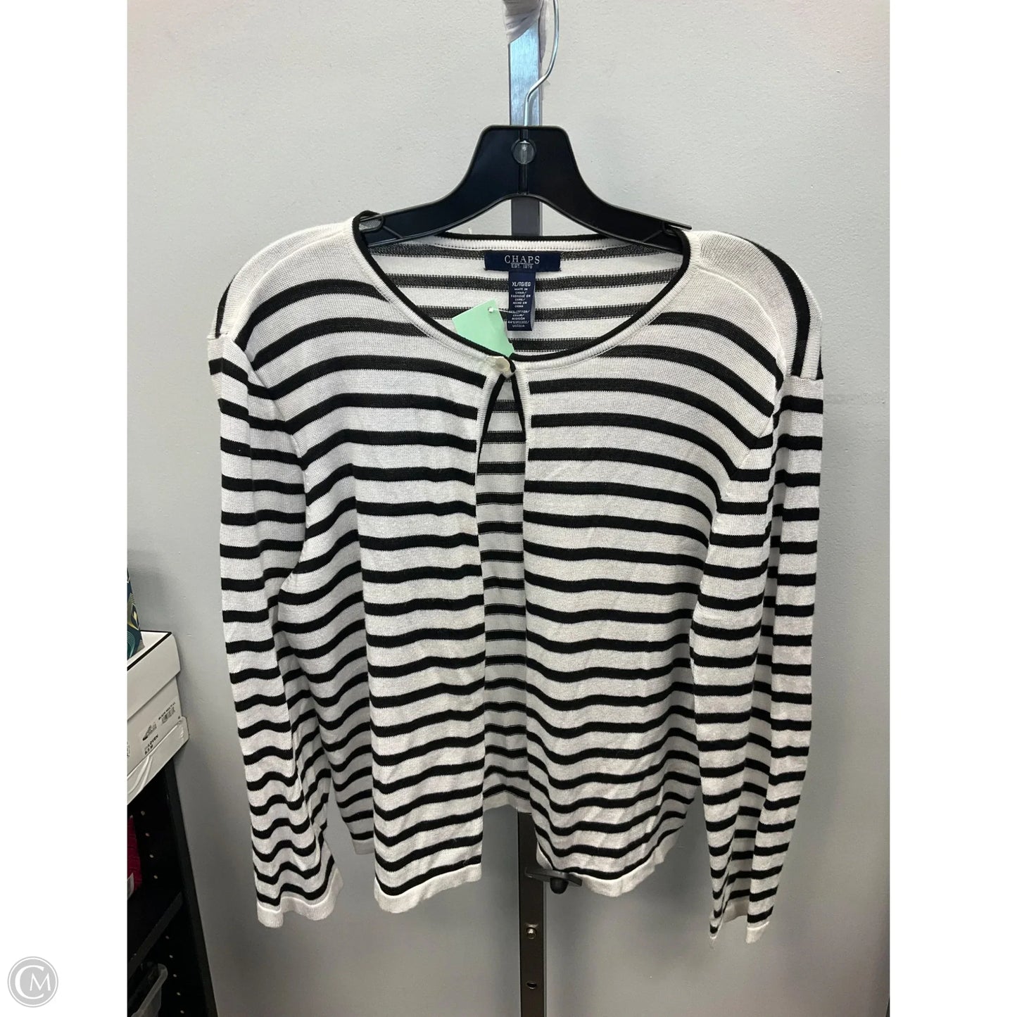 Cardigan By Chaps In Striped Pattern, Size: Xl