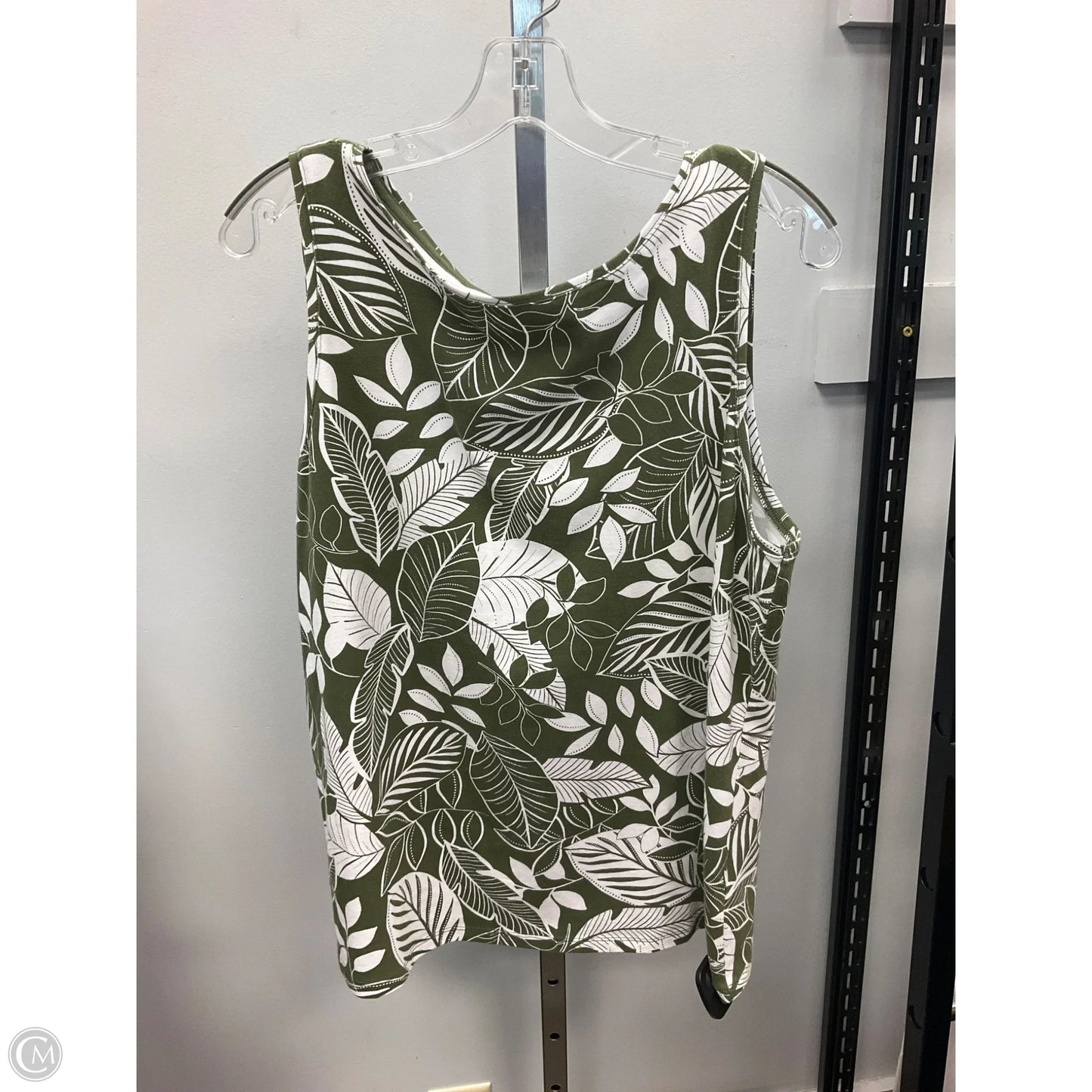 Top Sleeveless By Talbots In Green & White, Size: Xl