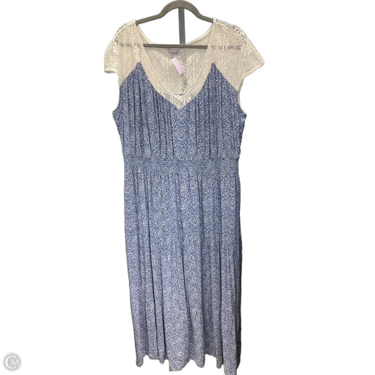 Dress Casual Maxi By Luxology In Blue & White, Size: 3x