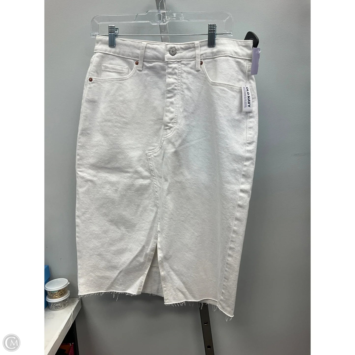Skirt Midi By Old Navy In White Denim, Size: 8