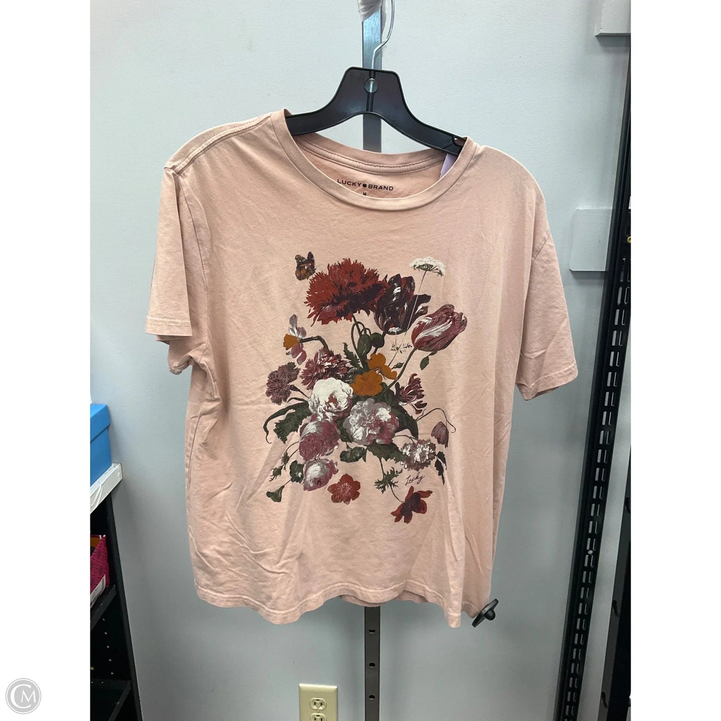 Top Short Sleeve Basic By Lucky Brand In Pink, Size: M
