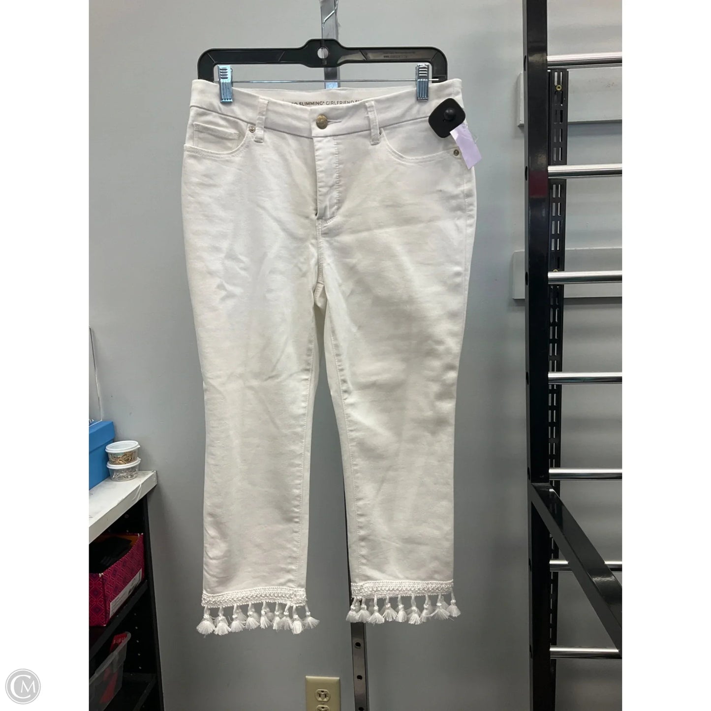 Jeans Cropped By Chicos In Cream Denim, Size: 6p