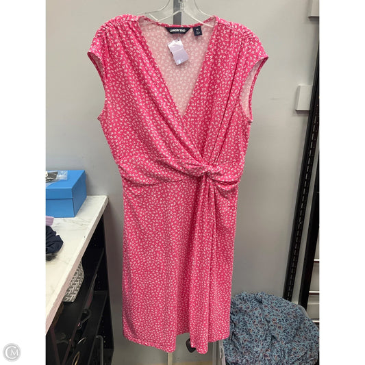 Dress Casual Midi By Lands End In Pink & White, Size: M