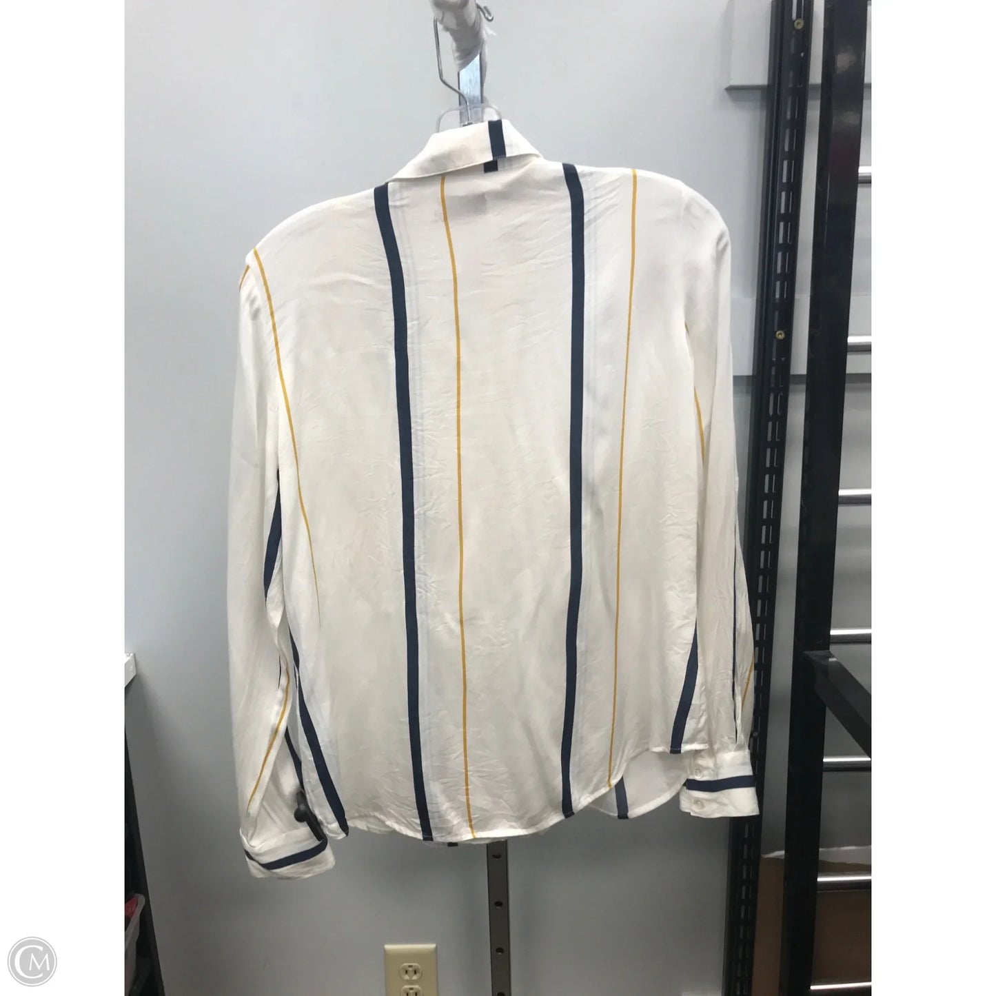 Top Long Sleeve By Frame In Striped Pattern, Size: M