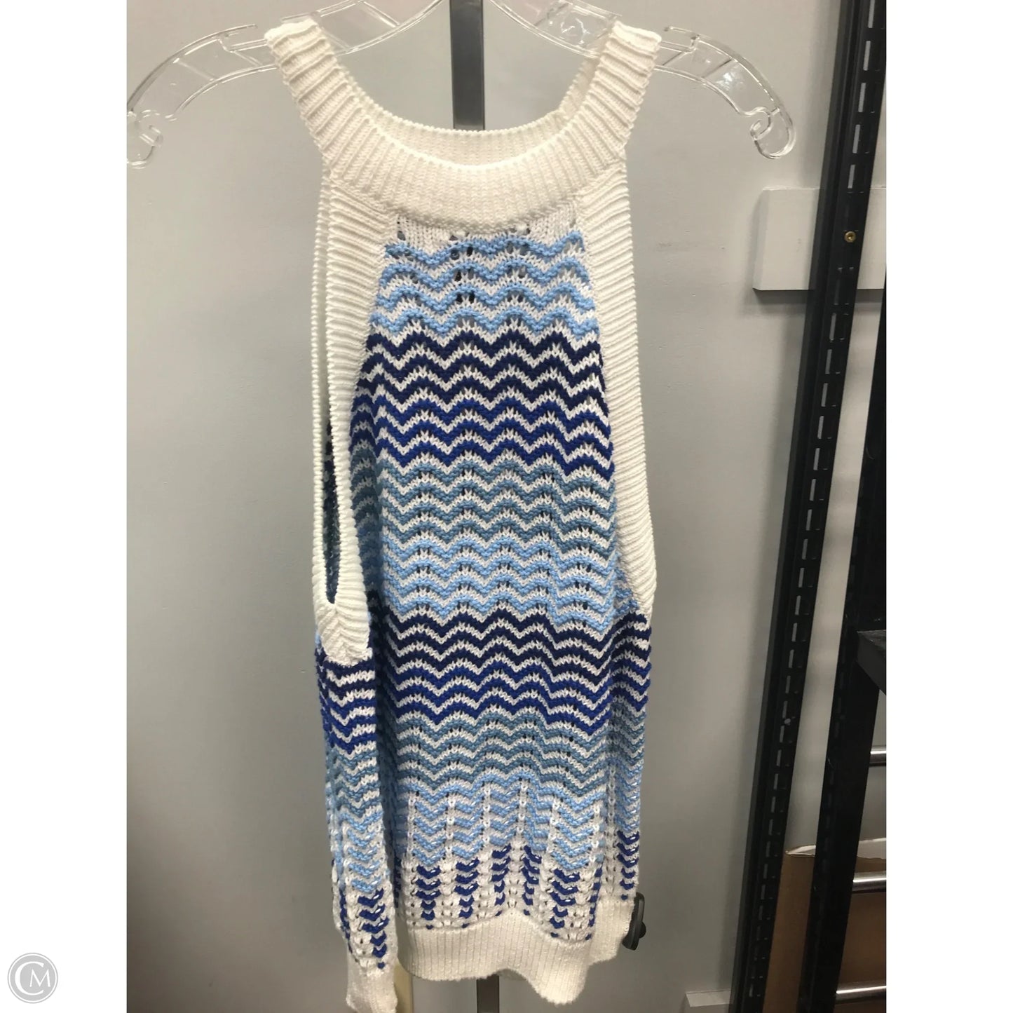 Top Sleeveless By Loft In Blue & White, Size: Xxl