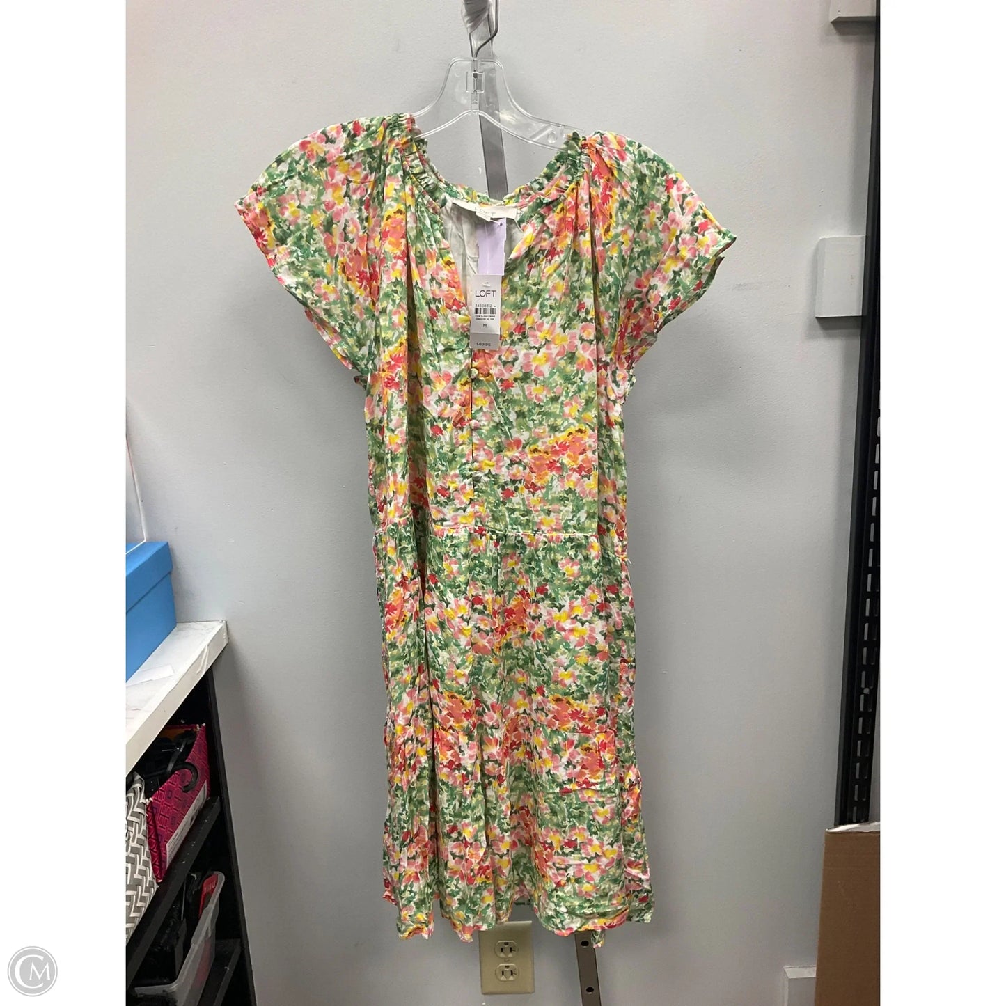 Dress Casual Short By Loft In Green & Pink, Size: M