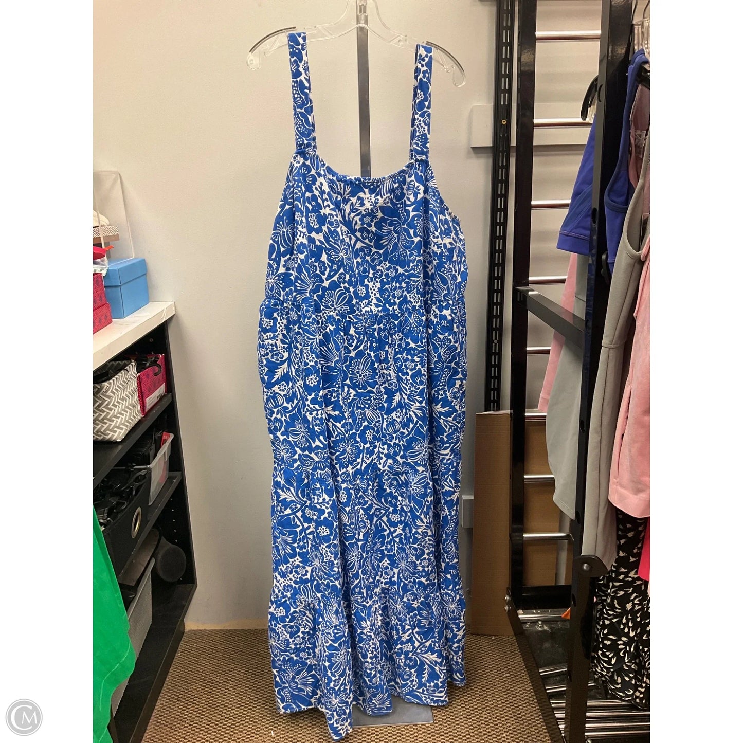 Dress Casual Maxi By Sonoma In Blue & White, Size: 3x